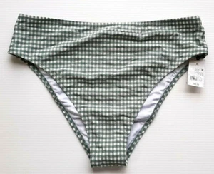 Nuevo con etiquetas Parte inferior de Bikini Shade and Shore Paradise Cintura Alta Salvia Gingham Talla XL Ancha - Imagen 1 de 2