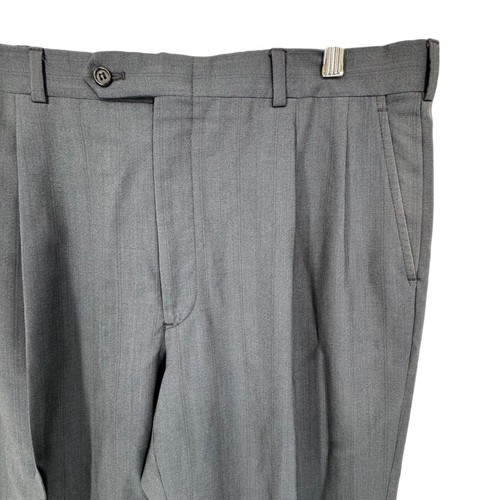 Pantalone elegante uomo Burberrys gessato taglia 40x28 grigio plissettato lavoro carriera lusso