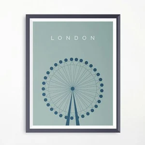 London London Eye Minimalistic Travel Poster Print Artwork Vintage - Bild 1 von 2