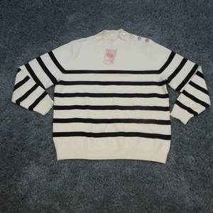 Kirundo Sweater Womens XL Off-White Black Striped Long Sleeve Pullover NWT - Picture 1 of 13