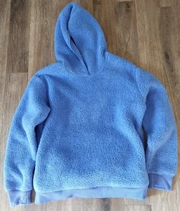 Athleta Girl Sherpa Soft Hoodie Pullover Sweatshirt Pockets Blue Purple XXL 16 - Picture 1 of 6