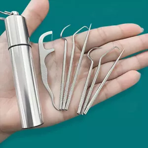 8Pcs Tartar Remover Tooth Cleaner Stainless Steel Toothpick Tartar Scraper - Picture 1 of 4
