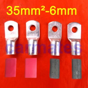 4 X Battery Cable Lead Lugs Terminals 35-6 Non insulation Copper Lugs 6mm Hole - Picture 1 of 3