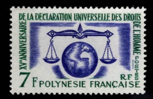 Französisch Polynesien Scott 206 postfrisch ** Menschenrechtsbriefmarke - Bild 1 von 1
