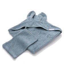 Accappatoio Neonato con cappuccio e guanto Bagno Duo Blu