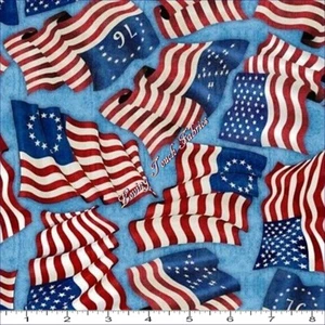 QT DAN MORRIS "HOME OF THE BRAVE" 24808B PATRIOTIC USA FLAGS FABRIC- SELECT SIZE - Picture 1 of 1