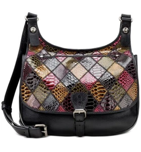 Patricia Nash pitón diamante patchwork estampado multicolor/negro/plateado mediano - Imagen 1 de 5