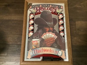 1980 Budweiser Know What You’re Holdin specchio poker 19" x 13" Anheuser Busch Inc - Foto 1 di 8