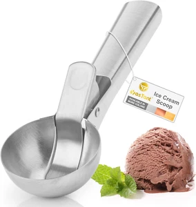 Premium Ice Cream Scoop with Trigger Ice Cream Scooper Stainless Steel, Heavy Du - Picture 1 of 11