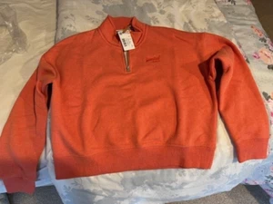 Superdry sweatshirt, Vintage logo emb Henley, size L, 14 ,waist length - Picture 1 of 8