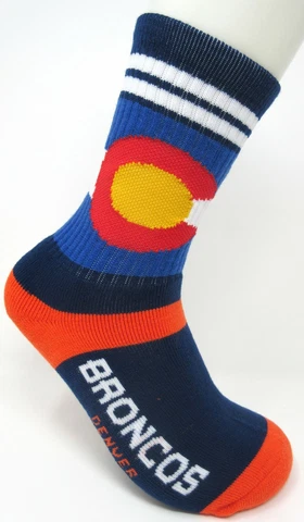 Denver Broncos NFL For Bare Feet State Flag Stripe 1/4 Deuce Quarter Socks *MED Cover