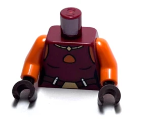 Lego - Minifigur Torso - weiblich, orange Haut, dunkelrot ärmellos, Gürtel, Alien - Bild 1 von 2