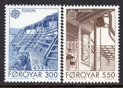 EUROPA CEPT 1987 - Faroe Islands - Denmark - Modern Architecture - MNH Set - Image 1 of 2