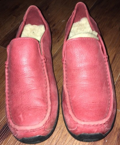 UGG Australia scarpe in pelle mocassini slip on taglia US 9 rosso SN 5475