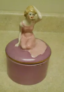 Antique Art Deco 1920s Fulper Art Pottery Porcelain Lady Powder Box Anne Fulper - Picture 1 of 5