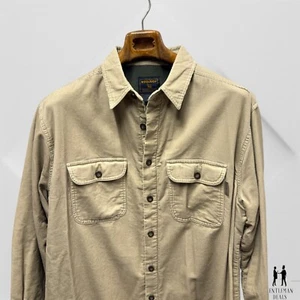 Woolrich Corduroy Shirt Jacket Coat Mens L Beige Bark 6215 Fleece Lined L Cotton - Picture 1 of 13