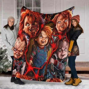 Horror Chucky Doll Serial Killer Creepy Halloween Gift Scary Character Blanket - Picture 1 of 4
