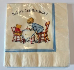 1986 Vintage Disney POOH Bear Baby's 1st Birthday Napkins Large 16 NEW package - Picture 1 of 3