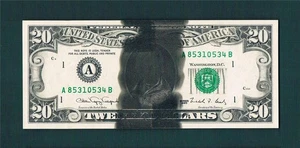 $20.00 1990 Federal Reserve AB-Block MAJOR "INK SMEAR Covering OVAL"~Choice&epq - Picture 1 of 1