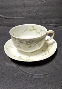 Vintage Haviland Limoges Cherbourg Tasse & Untertasse Floral Goldrand Frankreich 2tlg - Bild 1 von 9