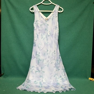 VTG Y2K Believe Blue/Purple Floral Sleeveless Cottage Whimsigoth Dress Sz 8 - Image 1 of 4