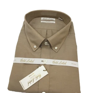 Camisa de vestir Gold Label Roundtree & Yorke lisa sin planchar, bronceada, 2XB - Imagen 1 de 3