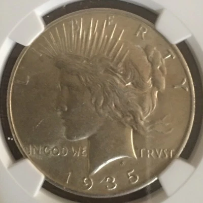 1935 PEACE SILVER DOLLAR NGC AU-58 Authentic actual Coin - Image 1 of 4