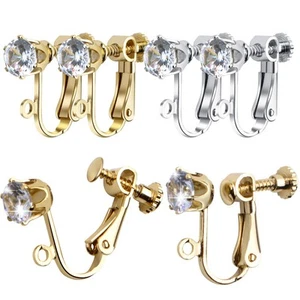 12pcs Clip on Earrings Converters Non-Pierced Crystal Earring Clips with Adju... - Picture 1 of 7