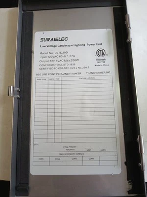 Transformador de baja tensión Surailec 200w con temporizador digital y entrada/salida de fotocélula Foto 1 de 4
