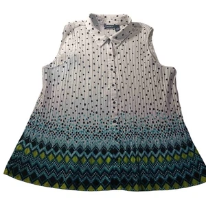 Maggie Barnes ärmellose Bluse mit Knöpfen 3X gepunktet Kragen A-Linie Übergröße - Bild 1 von 6