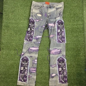 Who Decides War Distressed Purple Fusion Jeans Denim Size 36 Ev Bravado Men’s - Bild 1 von 5