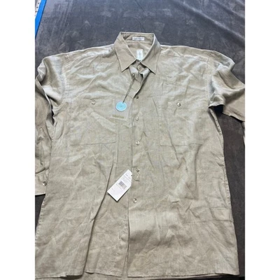 Birmania BIbas Lino Ropa de Hombre Camisa Abotonada Manga Larga Mediana NUEVA Foto 1 de 4