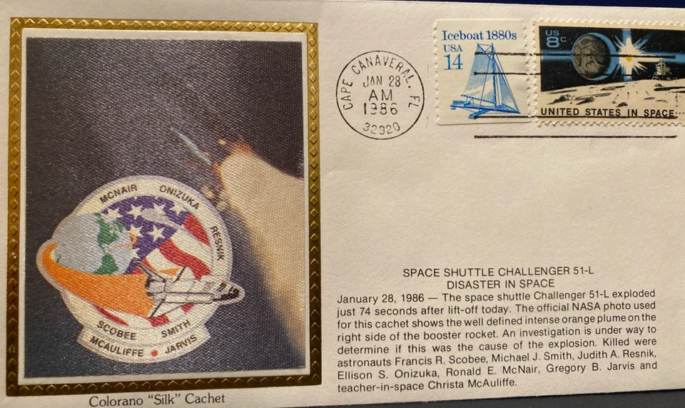 CHALLENGER STS-51-L SPACE  DISASTER -COLORADO CACHET- CAPE CANAVERAL 28 JAN 1986 - Image 1 of 4