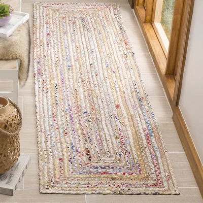 Tapete de corredor Cape Cod Collection - 2'3" x 6', bege e múltiplo, feito à mão juta e co... - Imagem 1 de 4