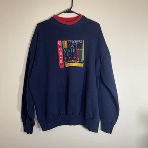 VTG MC Sportswear Women’s 2X Sweatshirt Navy Embroidered “Teachers Do It All” - Picture 1 of 11