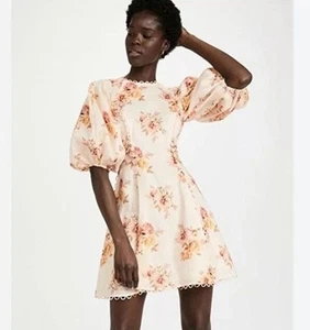 Zimmermann Dress Size 0/AU 8/US 4 Rosa Laced Mini Linen Floral - Picture 1 of 23