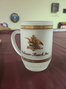 Anheuser Busch Glas Bierkrug Henkel Goldrand matt satiniert Barware - Bild 1 von 6