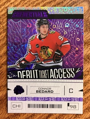 2023-24 Upper Deck Credentials Connor Bedard RC Debut Ticket Access Purple 4/10 - Image 1 of 2