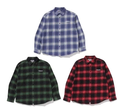 A BATHING APE Men's A BATHING APE LOGO OMBRE CHECK FLANNEL L/S SHIRT 1L80131308 - Image 1 of 4