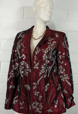 Ladies ELLEN TRACY OCCASION BLAZER/JACKET Size 6 Embroidery Embellished Long Slv - Image 1 of 4