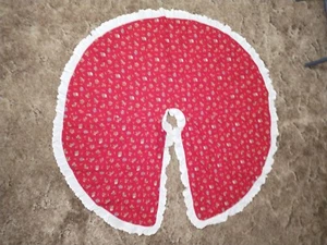 Vintage Custom Handmade Quilted Christmas Tree Skirt Teddy Bears Presents Red - Picture 1 of 11