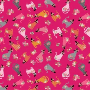 Kitty Loves Candy Cats in Hats Rosa 23900 Tela de Halloween por Media Yarda - Imagen 1 de 6