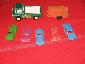 VINTAGE TOOTSIETOY & OTHERS 4 CARS 1 TRUCK WHEELIE WAGON, U-HAUL DIE CAST LOT - Picture 1 of 4