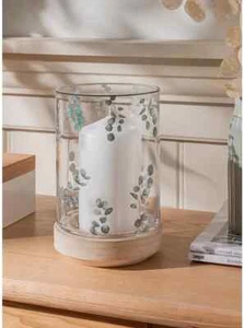 Stacey Solomon Green Glass & Wood Candleholder Home Decor Centrepiece NEW - Picture 1 of 3