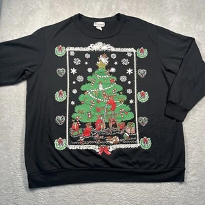 Vintage 90s Jenna Lane Womens Ugly Christmas Crewneck Sweatshirt Holiday Black - Picture 1 of 6