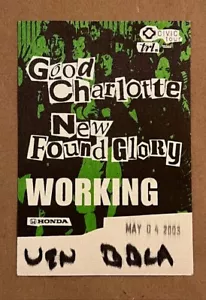 Good Charlotte / New Found Glory RARE working sticky pass '03 - Picture 1 of 2
