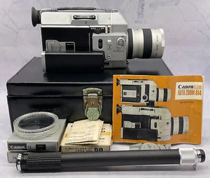 Vintage Canon Super 8 Auto Zoom 814 8mm Movie Camera w/Case Plus Extras - Read - Picture 1 of 24