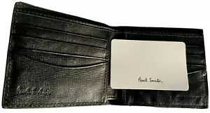 Paul Smith Black Textured Leather Wallet | Purple Moire Lining | No Box - Picture 1 of 9