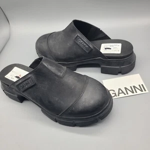 Zuecos GANNI CITY suela gruesa goma reciclada sin cordones negros talla 8/38 nuevos - Imagen 1 de 8