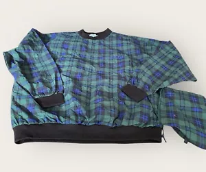 Izod Jacket Mens Large Green Plaid Windbreaker Pullover Golf Packable Anorak NEW - Picture 1 of 12